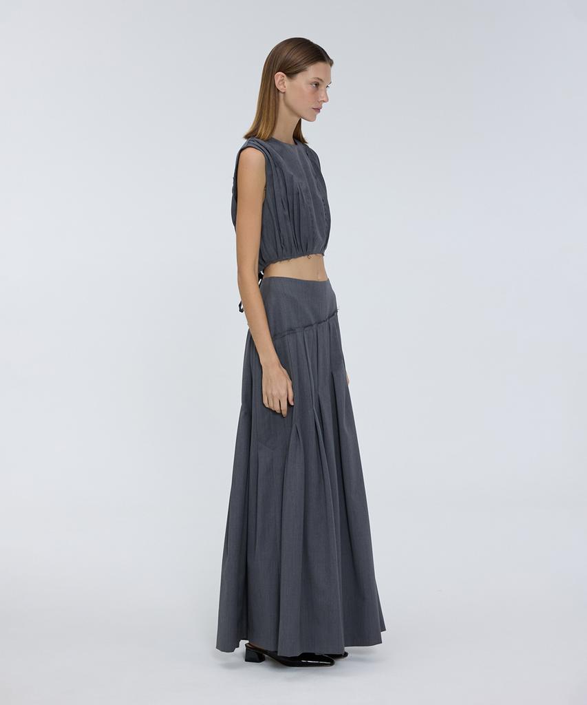 Meuameu Unbalanced Pleated Skirt