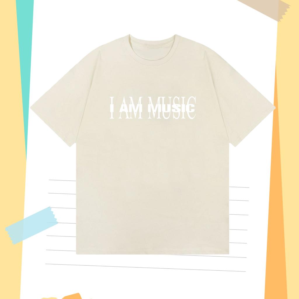 Mens Clothing I AM MUSIC Fun Design Cotton Printed Tshirt Spring and Summer  Personality Short Sleeved Round Neck Tshirt