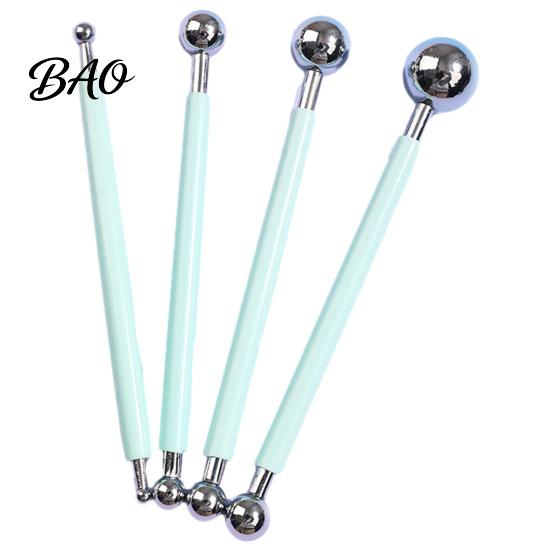 Fondant Decorating Tools 4Pcs Polymer Clay Shaping Tool Set, Sculpting Stick with Stainless Steel Ball, 4 Size DIY Pottery Modeling