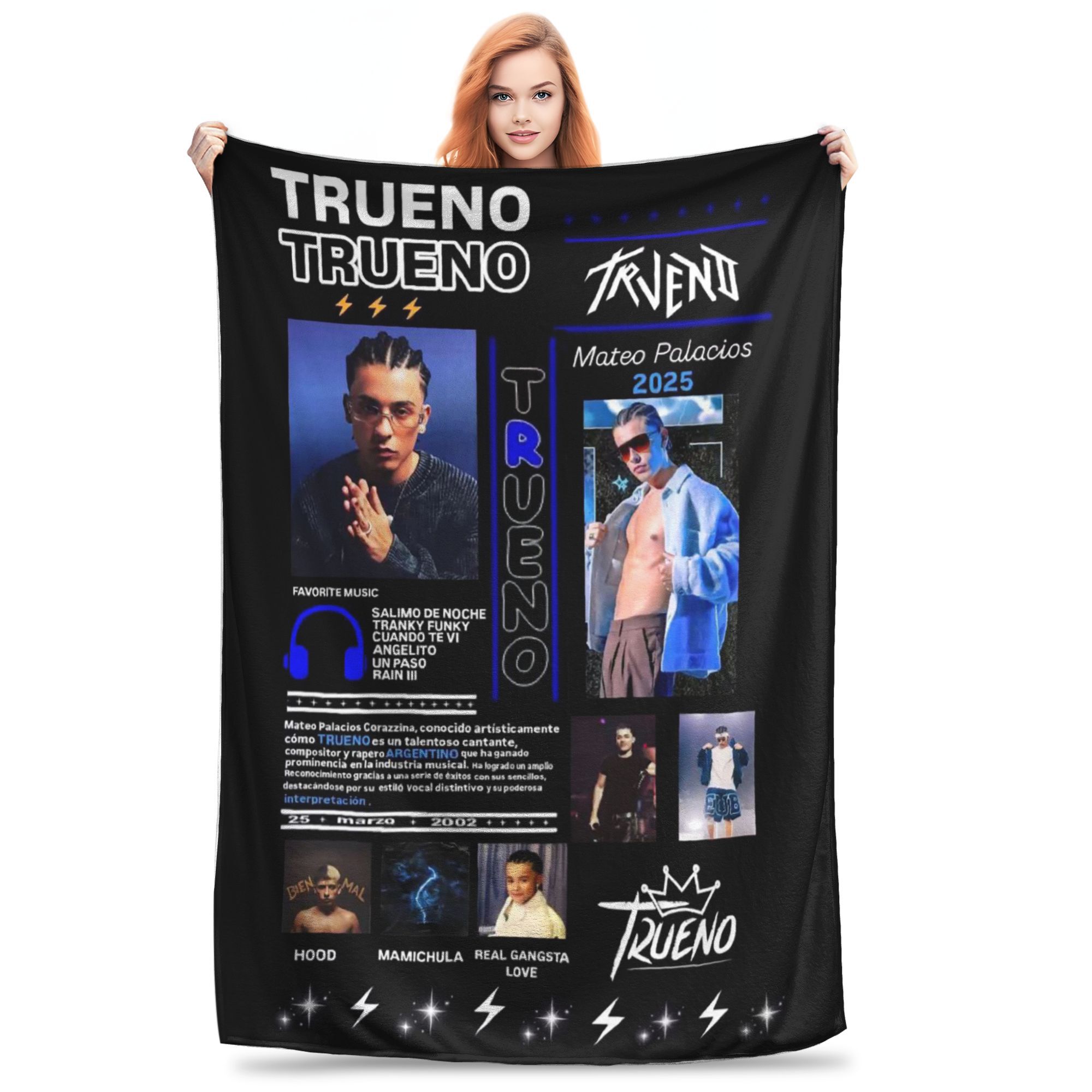 

Funny Trueno Hip Hop Rapper Blanket Portable Fleece Sofa Throw Blanket for Couch Bedding Travel Throws Bedspread Quilt 80x120cm