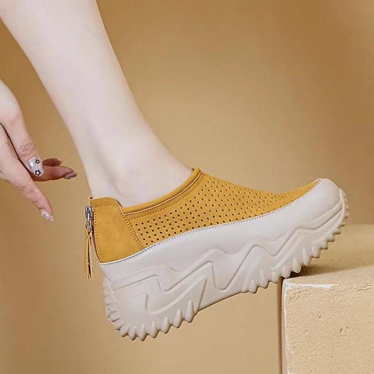 Breathable sandals children's 2025 new summer mesh single shoes versatile height increase hollow hole casual shoes
