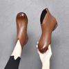 Winter Vintage Braune Lederstiefel Frau Keil Stiefeletten Mode Schleife Retro Schuhe Damen Reißverschluss Plateau Stiefel Weiblich