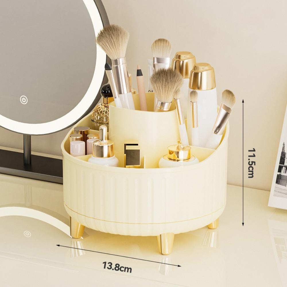 PP Makeup Brushes Storage Box 7 Slot 360° Rotating Cosmetic Brush Holder Multi-Functional Dustproof Desktop Storage Rack