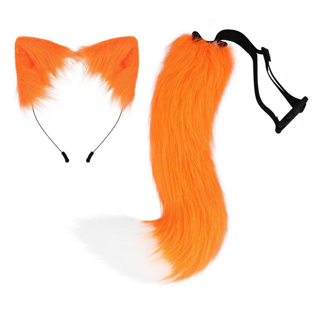Halloween Cos Simulation Fox Plush Tail Cute Accessories Animal Tail Cat Ears Headband Headdress