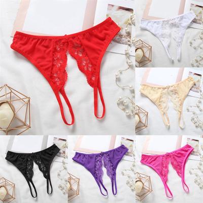Erotické kalhotky Sexy spodní prádlo Dámské s otvorem v rozkroku Průhledná G-string tanga Vykrojené Jednobarevné S mašličkou Spodní prádlo Dámské Krajkové kalhotky