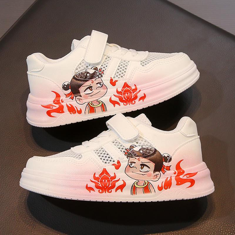 Nezha Ao Bing Explosive Men s Shoes Children s Sports White Mesh Breathable Boys 28