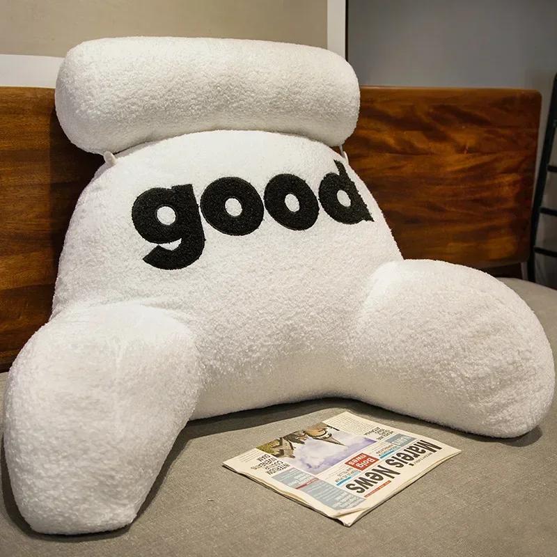 Подушка из короткого плюша с принтом букв для беременных для отдыха мягкая и толстая спинка диванное кресло изголовье кровати защита поясницы подушка 40x60cm белый 6490₽