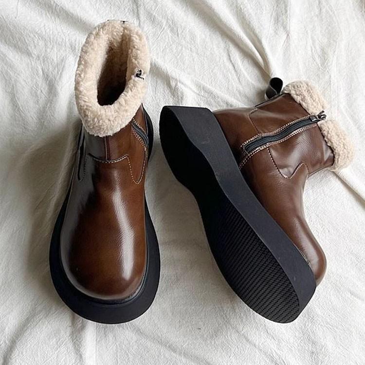 

Thick-soled snow boots women s 2025 new winter velvet thickened warm cotton shoes non-slip waterproof Martin boots short boots 40 коричневый