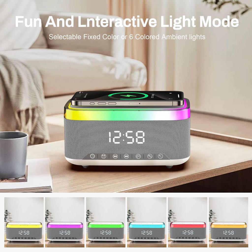 A911 Multi-Function Smart Speaker: Night Light, Digital Clock with Alarm, Wireless Charging, Bluetooth Speaker (S300).