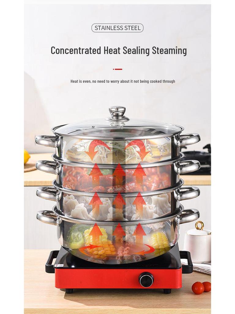 Stainless Steel Multi-Layer Steamer Stockpot for Induction & Gas Stoves