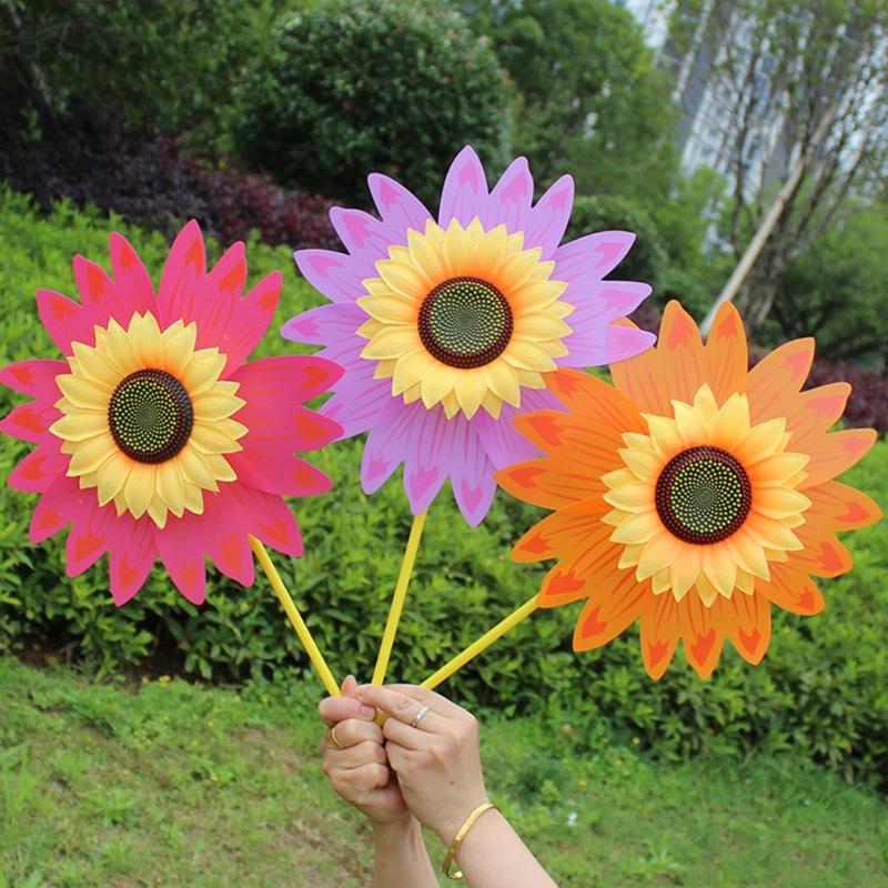 Winds Spinners for Lawns Patio Colorful Sunflower Pinwheel Toy Windmill Bulk 6pcs Party School Event Garden Lawns Pinwheels
