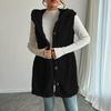 Yousheng Women's Sleeveless Hoodie Coat Button Down Faux Fur Fuzzy Coat Oversized Textured Hooded Vest Fall Outerwear