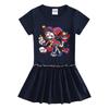 2026 Summer Korean Style Short Sleeve Cartoon Girls' Dress with Pleated Skirt
