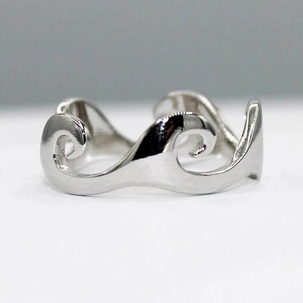 Punk Cool Finger Rings for Women Metal Silver Color Wave Couple  Anniversary Gift Men's Accessories Hot 2025 Jewelry