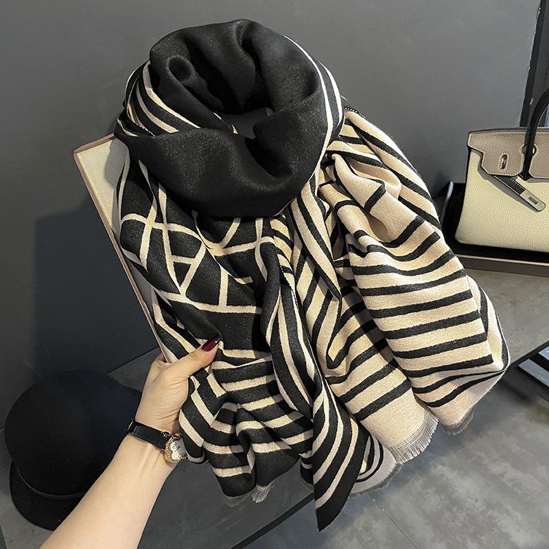 New imitation cashmere scarf women's winter versatile thickened double-sided student windproof scarf air conditioner shawl