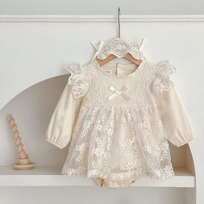 Spring Korean Lace Long-Sleeved Baby Girl Jumpsuit