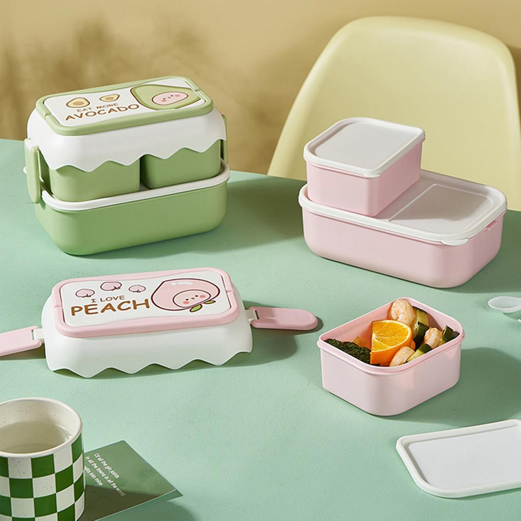 With Cutlery Lunch Storage Box Large Capacity Creative Cartoon Student Office Worker Bento Case