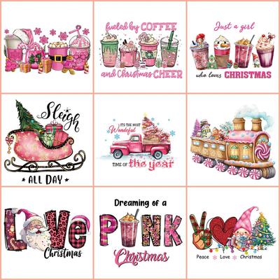 Χριστουγεννιάτικο μπάλωμα 2023 για ρούχα Barbie Pink Clothes Αυτοκόλλητα Diy Parches Ropa Heat Press Appliqued Iron On Heat Transfer Thermo