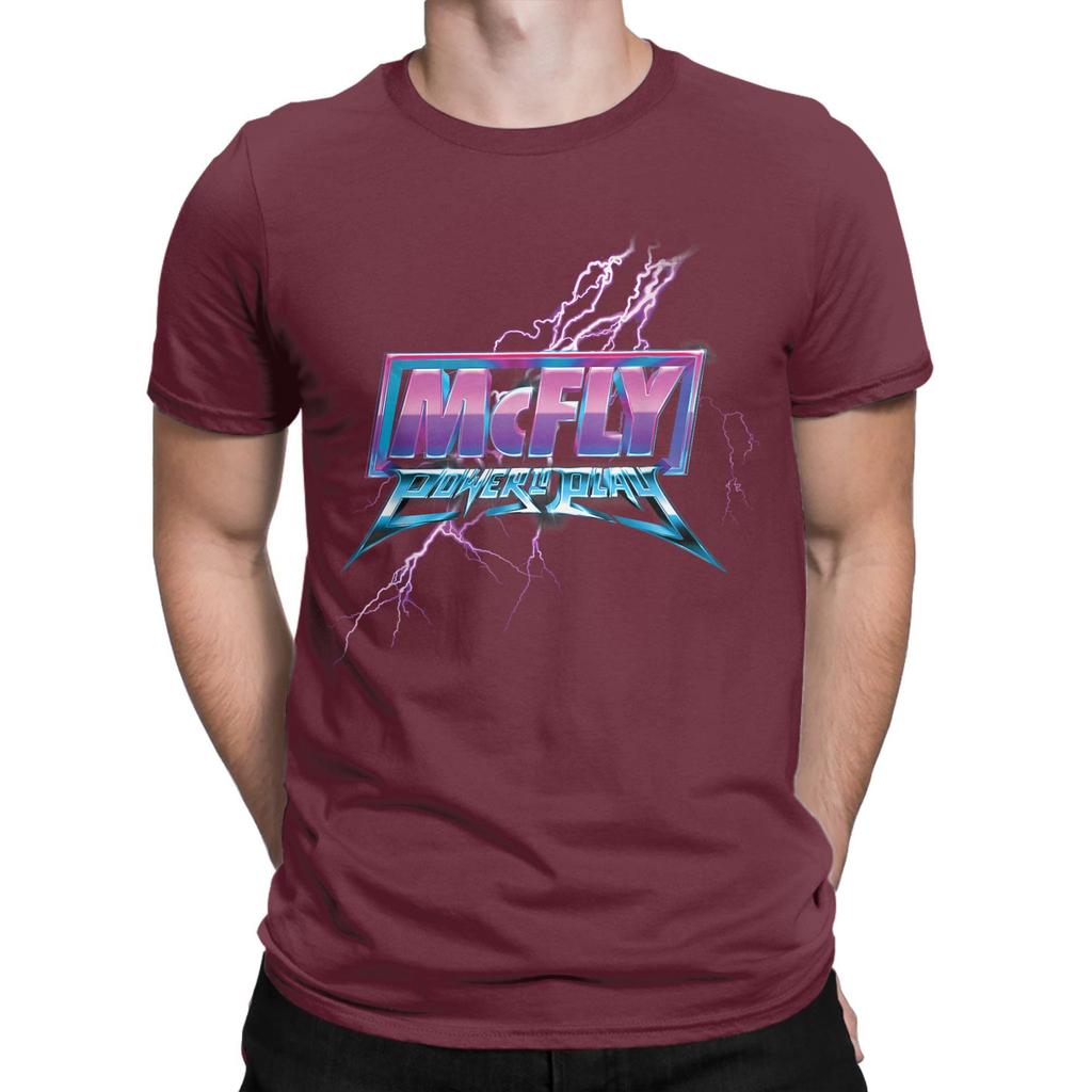 Men's T-Shirt McFly Power To Play Logo Awesome 100% Cotton Tee Shirt Short Sleeve Pop Rock T Shirt O Neck Clothing Plus Size