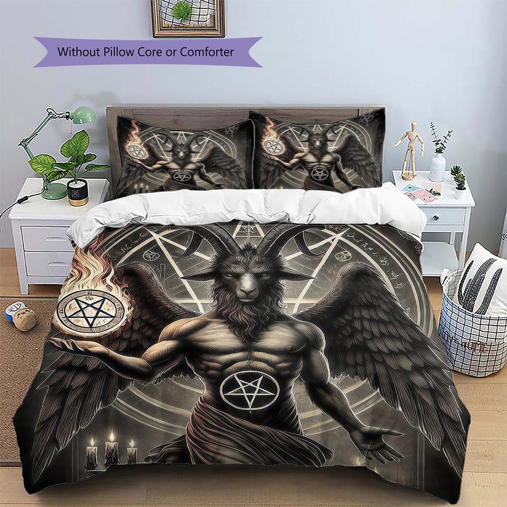 Satan Symbol Pattern Bedding,Quilt Set Quilt Cover Pillowcase Home Birthday Gift (1 * duvet cover + 2 * pillowcase, without core)