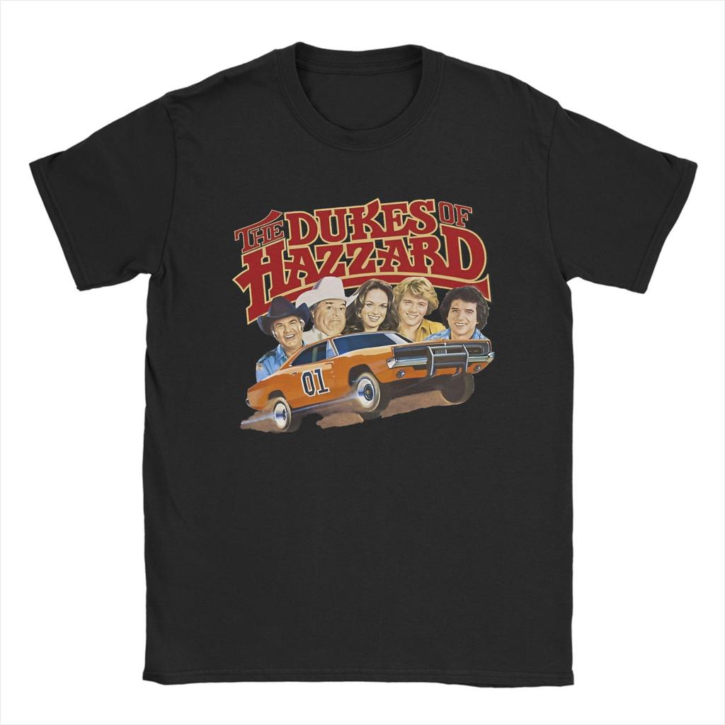 Dukes Of Hazzard Title Cast T Shirts Men 100% Cotton Awesome T-Shirt Round Neck TV Show Tee Shirt Short Sleeve Clothes Gift Idea