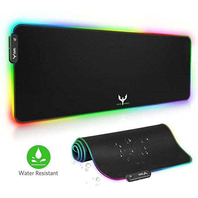 BLADE HAWKS Tapis De Souris Gaming Surdimensionné, LED Lumineuse, Surface Antiderapant Et 9 Mode D'éclairage RGB - XXL (800x300x4mm)