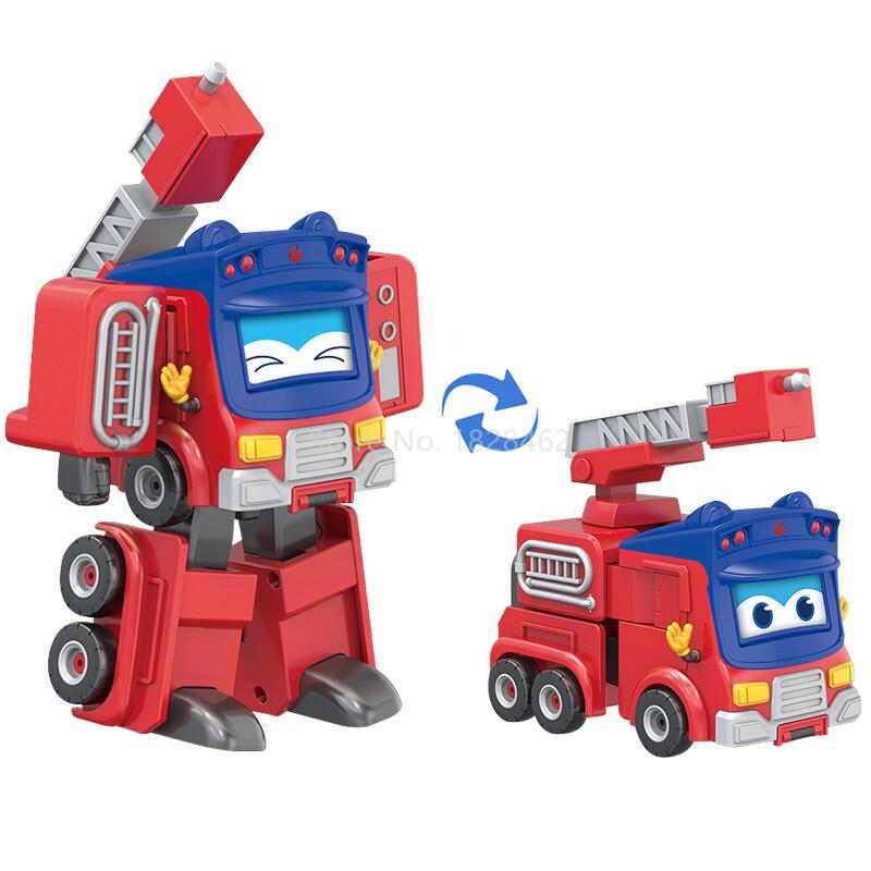 ABS Gogo Bus Transformation Vehicle 3 Changeable Face Expression Action Figures Deformation Ambulance/Police/Fireman Slide Toys