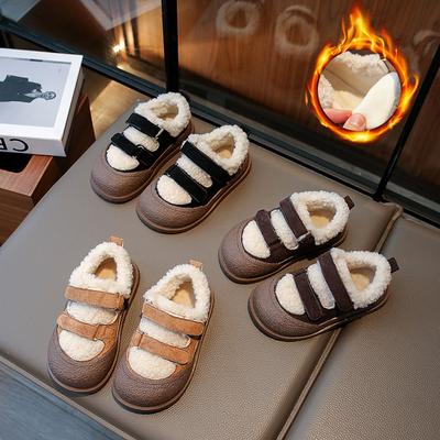 New Korean Style Children's Cotton Shoes Kids Winter Warm Plush Shoes Fashion Soft Bottom Toddlers Casual Shoes for Boys Girls