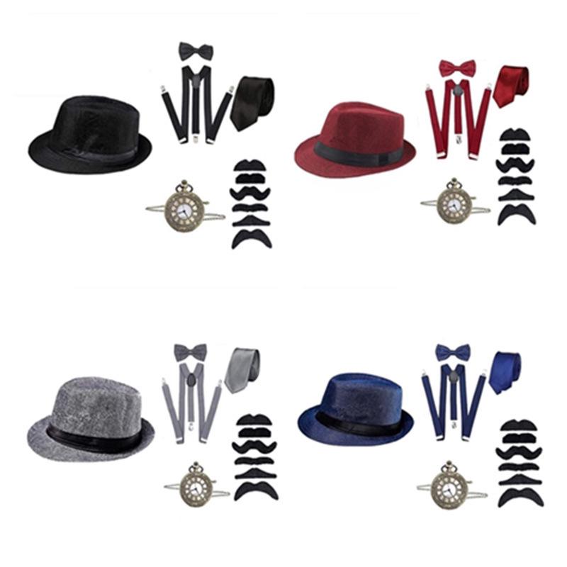 Gatsby 1920s Pánský cylindr, kapesní hodinky a set motýlka