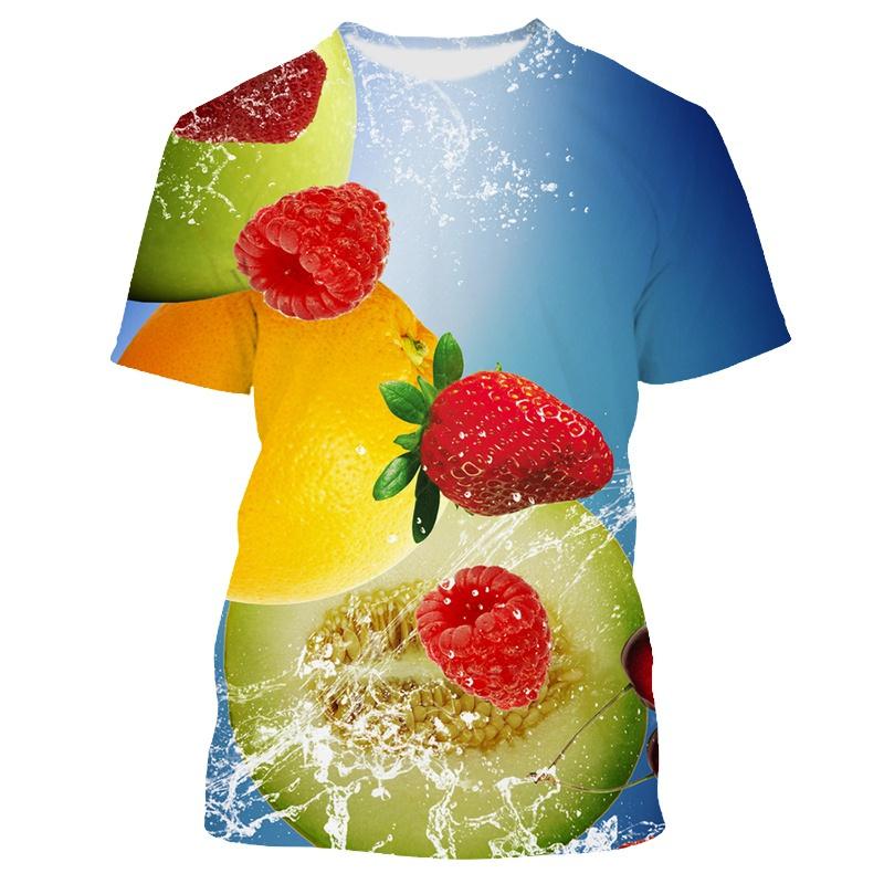 Früchte Beeren Muster Herren T-Shirt Lässig Herren Weich Locker Kurzarm Kleidung Modisch Streetwear Lustig Rundhals Oberteile