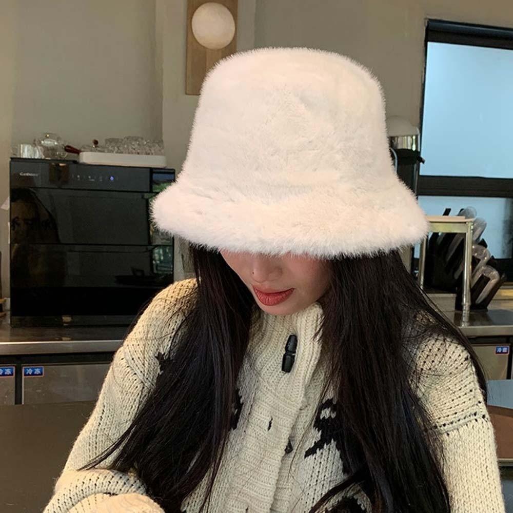 Warmer Plush Basin Cap Temperament Anti-cold Bucket Hat Elegant Winter Fisherman Hat  Men