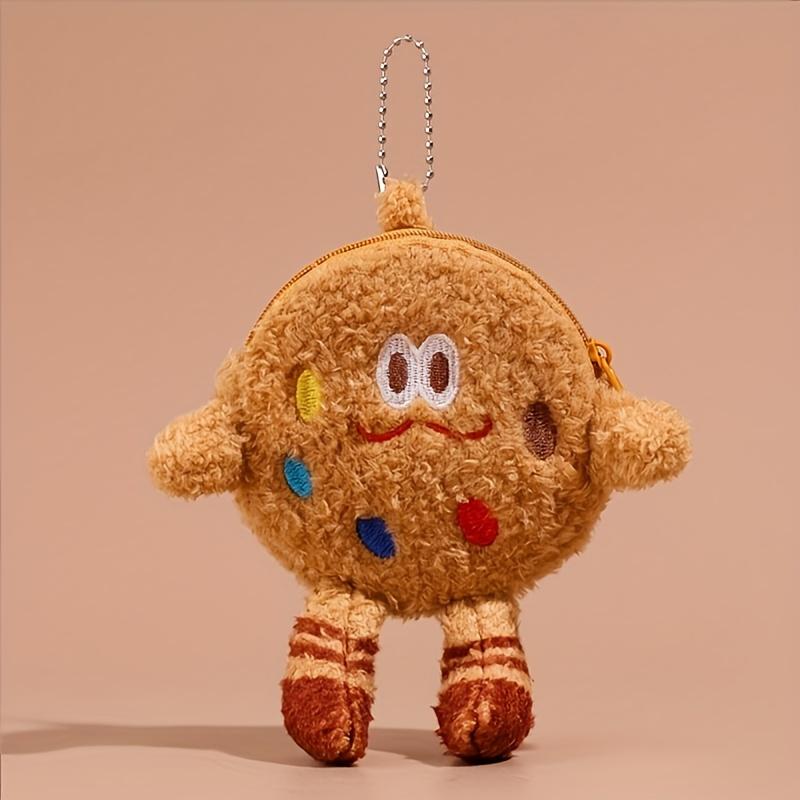

1pc Plush Cookie Coin Purse Unique Creative Cartoon Cookie Design Keychain Earbud Case Cute Cookie Shaped Storage Pouch