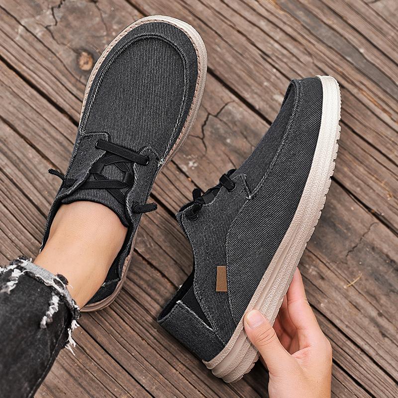 Men’s Outdoor Canvas Shoes Sneakers Driving Shoes Casual Khaki Wide Head Shoes for Farther Plus Size