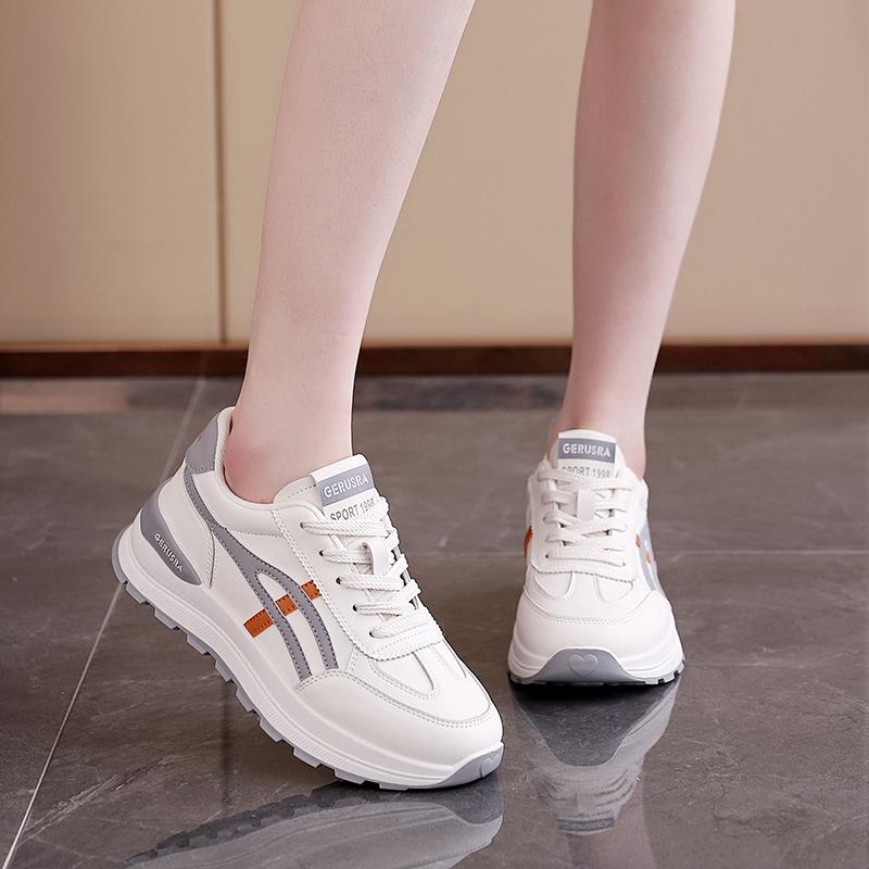 Thick Soled Comfortable Sports Shoes for Women, Versatile Casual White Shoes, Eye-catching Little Dad Shoes