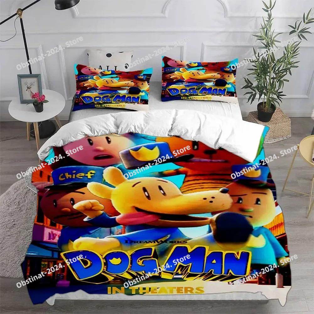 Dog Man Comforter Pillow Case Bedding Set Printed Bed Set Duvet Cover Sheet Pillowcase Bed Soft Quilt Cover Full Queen King Size