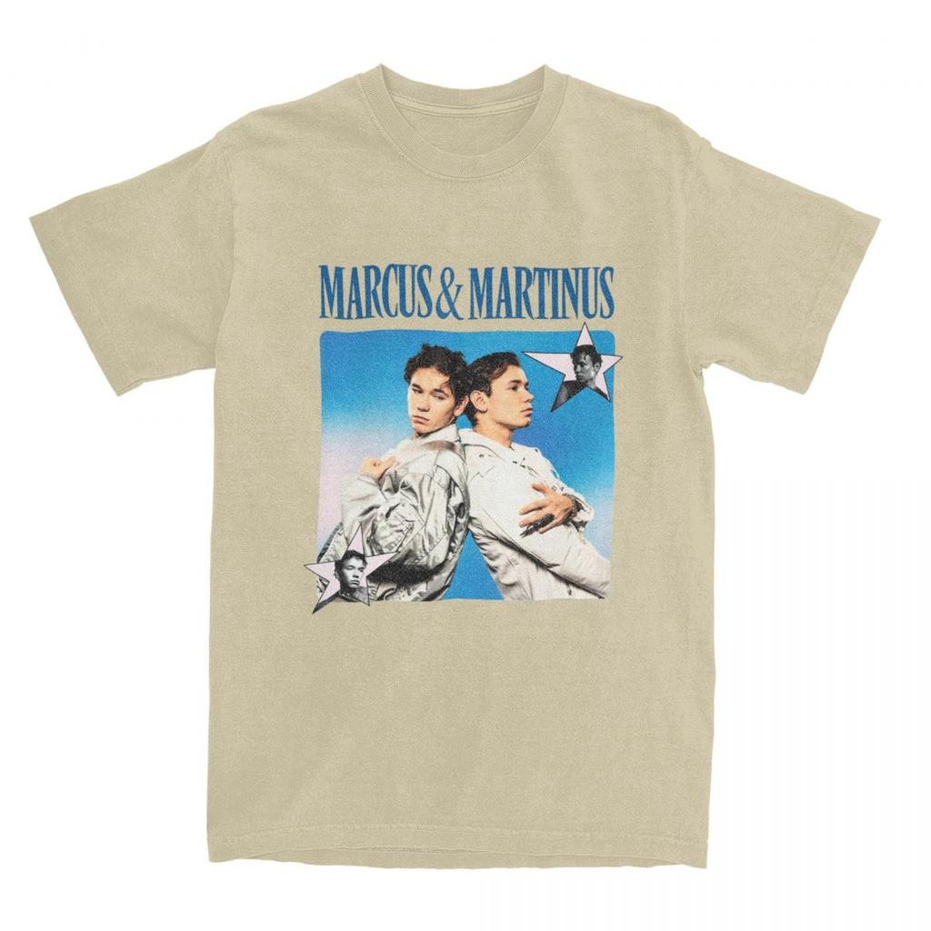 Marcus & Martinus Unforgettable Eurovision Song 2024 Men's T Shirts Tees Short Sleeve Crewneck T-Shirts 100% Cotton Clothing