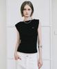 Nigaennikol Dot Shirring Drape Sleeveless Top_Black