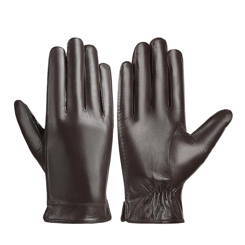 

Новые мужские перчатки из овчины для езды на велосипеде на открытом воздухе, простые, с сенсорным экраном, теплые, на плюшевой подкладке L