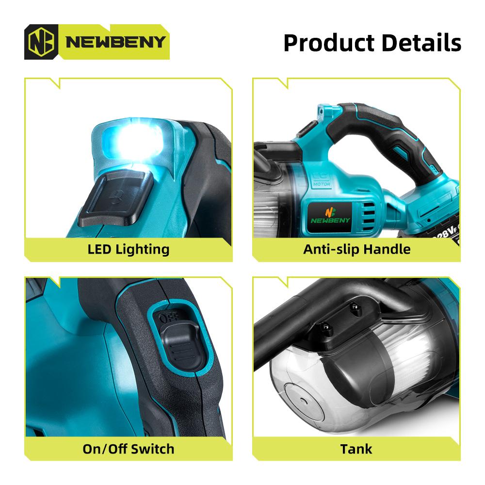 Newbeny 1000W Cordless Handheld Electric Vacuum Cleaner Powerful Rechargeable Household Indoor Cleaning Tools For Makita 18V Battery