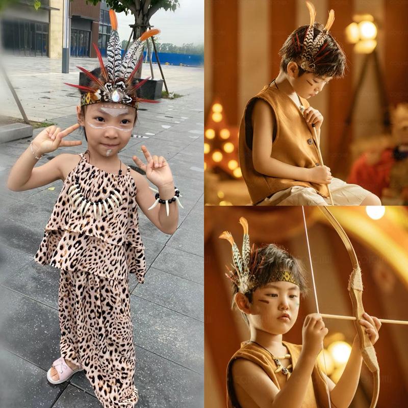 Indian Headdress Feather Headband for Children & Adults - Festival & Performance Costume