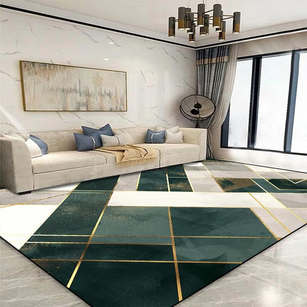 Modern Golden Geometric Carpet for Living Room Large Area Decoration Home Rugs for Bedroom Soft Non-slip 200x300 Lounge Sofa Mat
