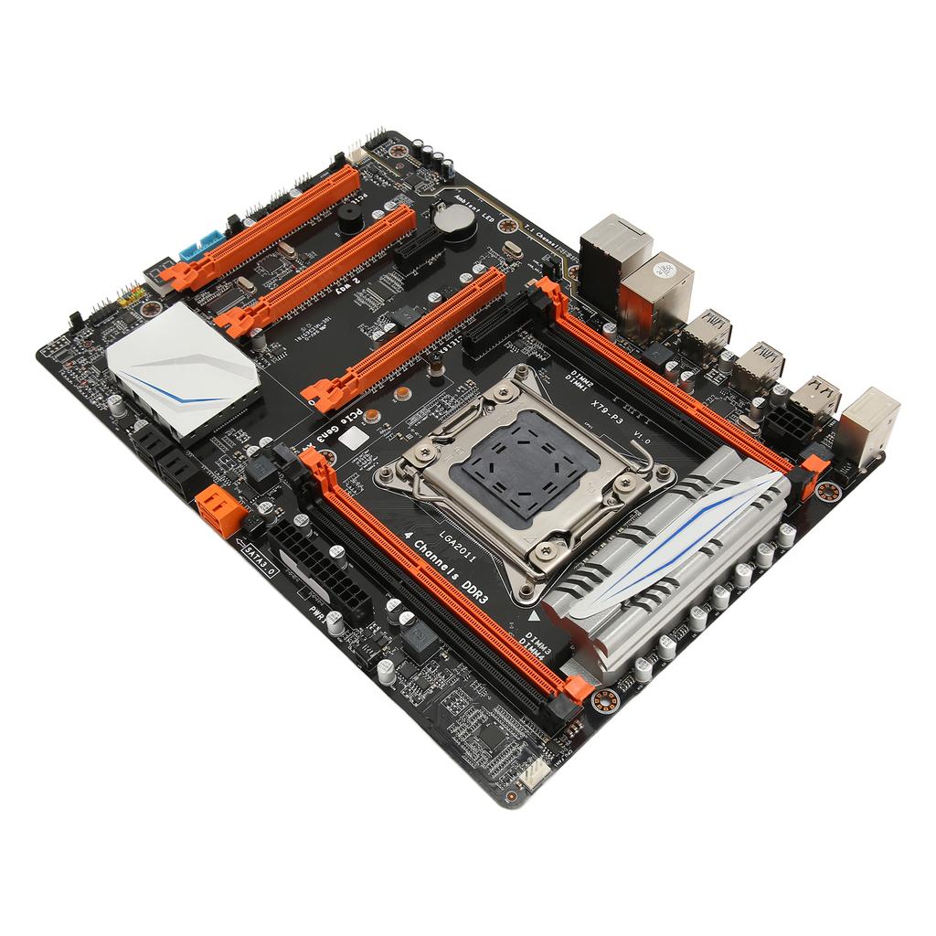 X79‑P3 Computer Motherboard 4 Channel Support LGA2011 E5 V1 V2CPU 4X8GB 32GB DDR3 Memory ATX Gaming Mining Card