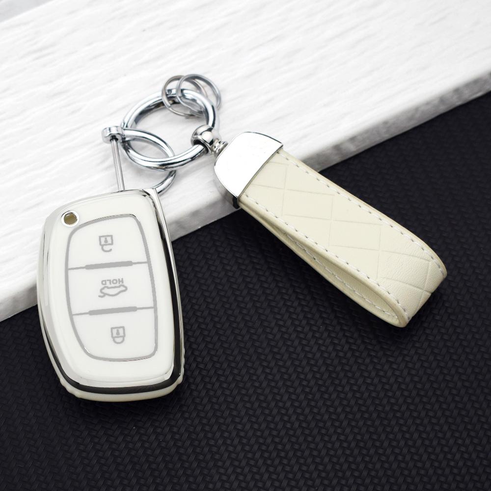 3 Buttons Soft TPU Smart Key Fob for Hyundai Santa Fe Tucson Elantra Creta Sonata I30 Ix35 Ix45 I10 I40 Rena Protective Keychain