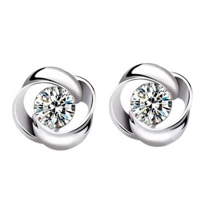 925 Sterling Silver AAA Zircon Rotating Love Earrings Gift Jewelry