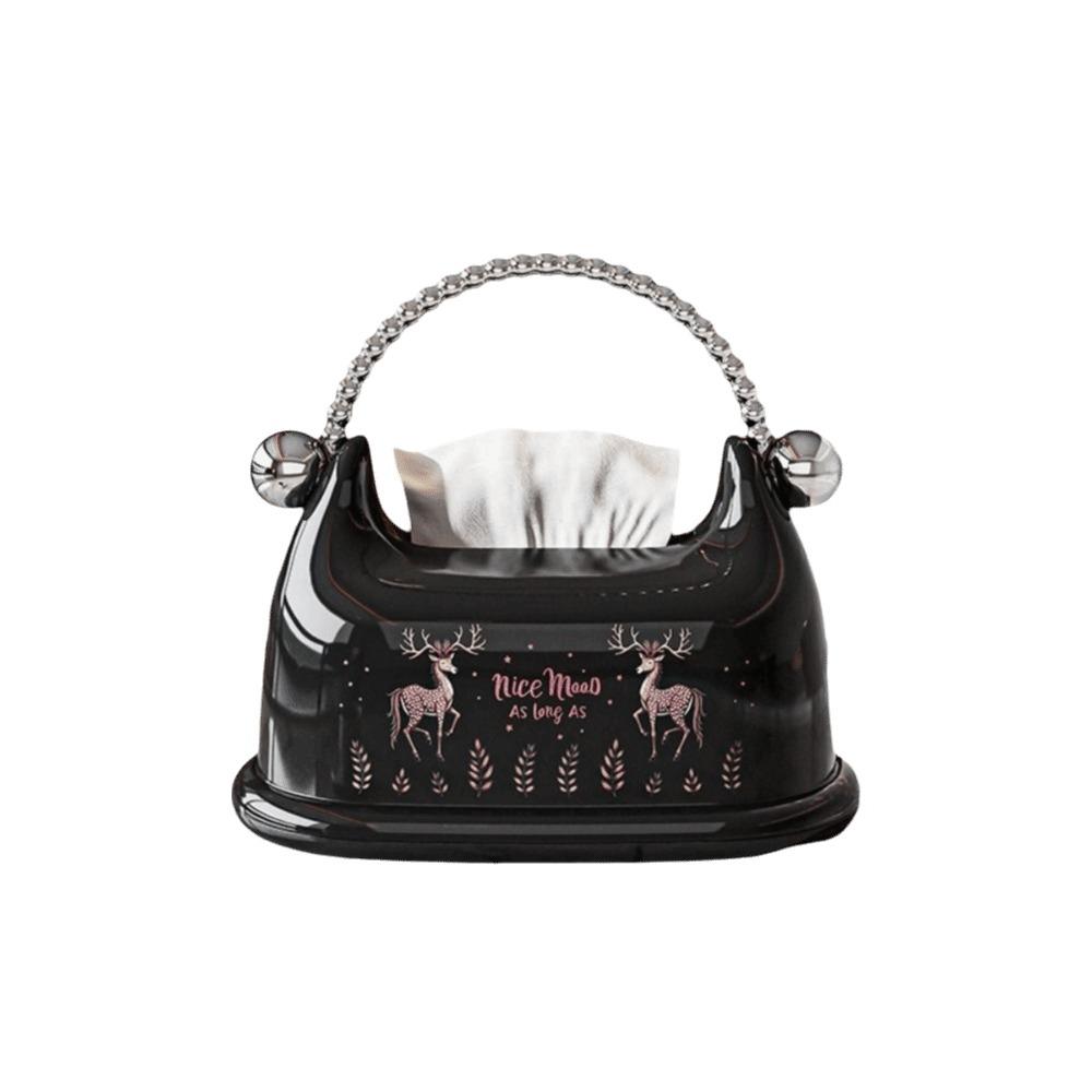 

Portable Tissue Box Holder High End Cream Style Paper Drawer Box High Aesthetic Handbag Shape Desktop Tissue Holder Kitchen чорний