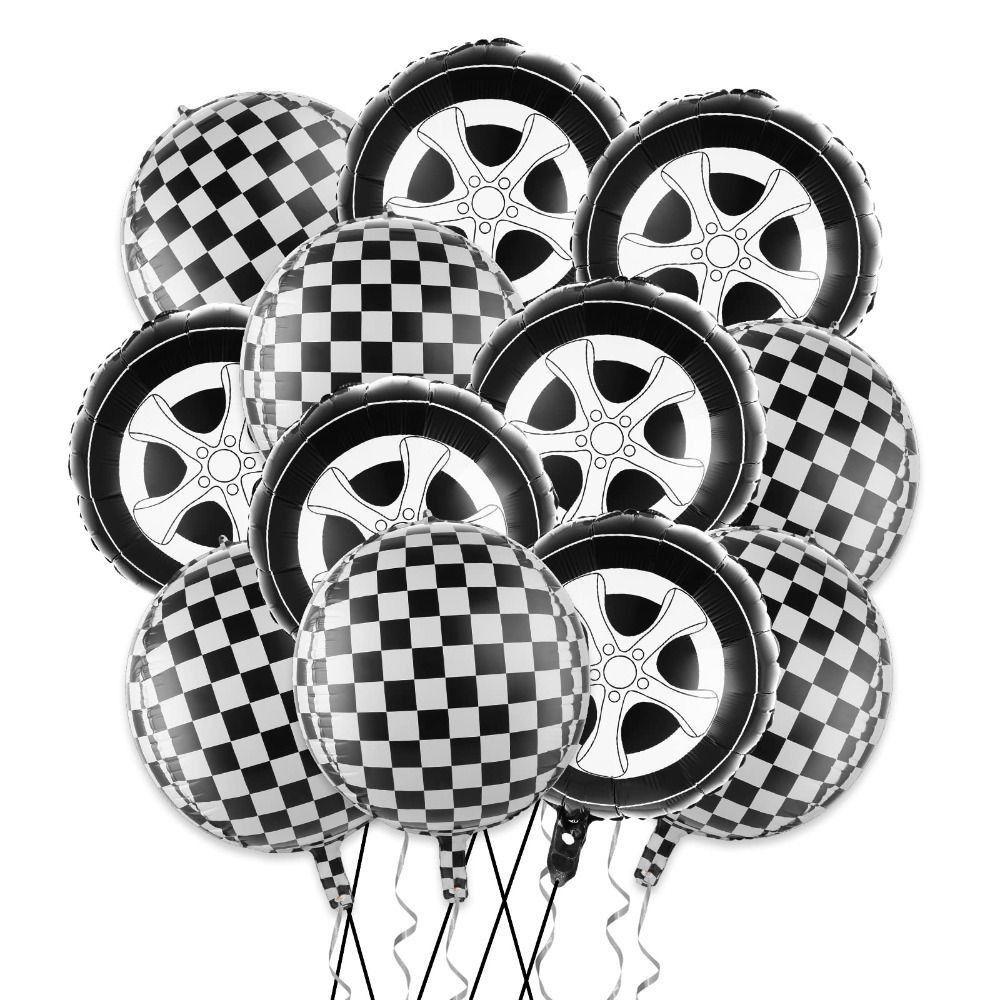 Car Birthday Checkered Room Decor Car Wheel Balloon Tire Air Globos Tire Balloon Party Supplies
