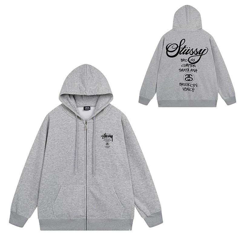 Trendy brand zipper hooded autumn and winter new letter flame pai jiu couple coat