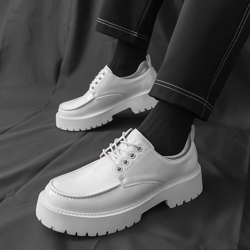 Fashion British Style Mens Leather Oxford Shoes Luxury Formal Business Wedding Dress Shoes Thick Bottom Anti-slip Wearable Casual Shoes