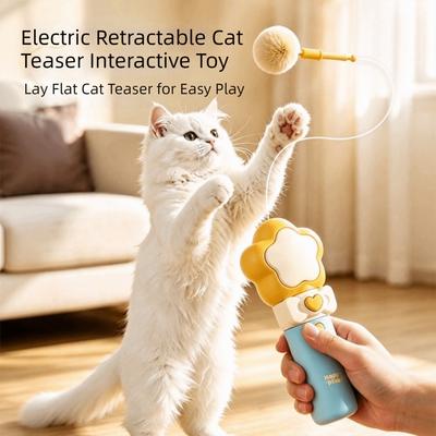 Handheld Electric Cat Teaser Retractable Cat Teaser Launcher Toy Funny Cat Fetch Toy  Relaxation