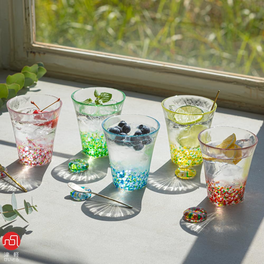 ADERIA Tsugaru Vidro "Nihon No Iro Fukei" Tumbler M (Hydrangea) 300ml Tumbler Glass, Made In Japan, Gift Box Included F79853